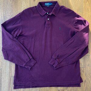 Vintage 90s Polo Ralph Lauren Mens L Burgundy Long Sleeve Polo Shirt